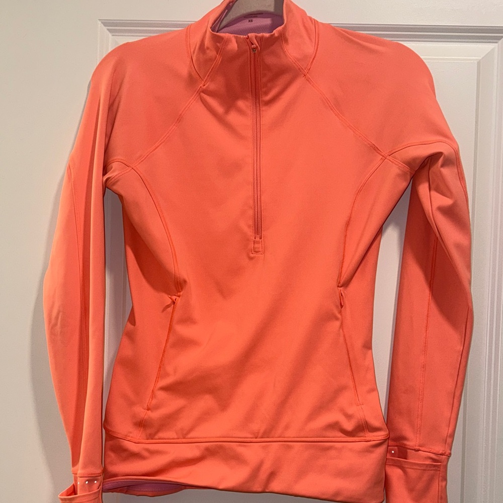Athleta coral Quarter-Zip Top with pockets